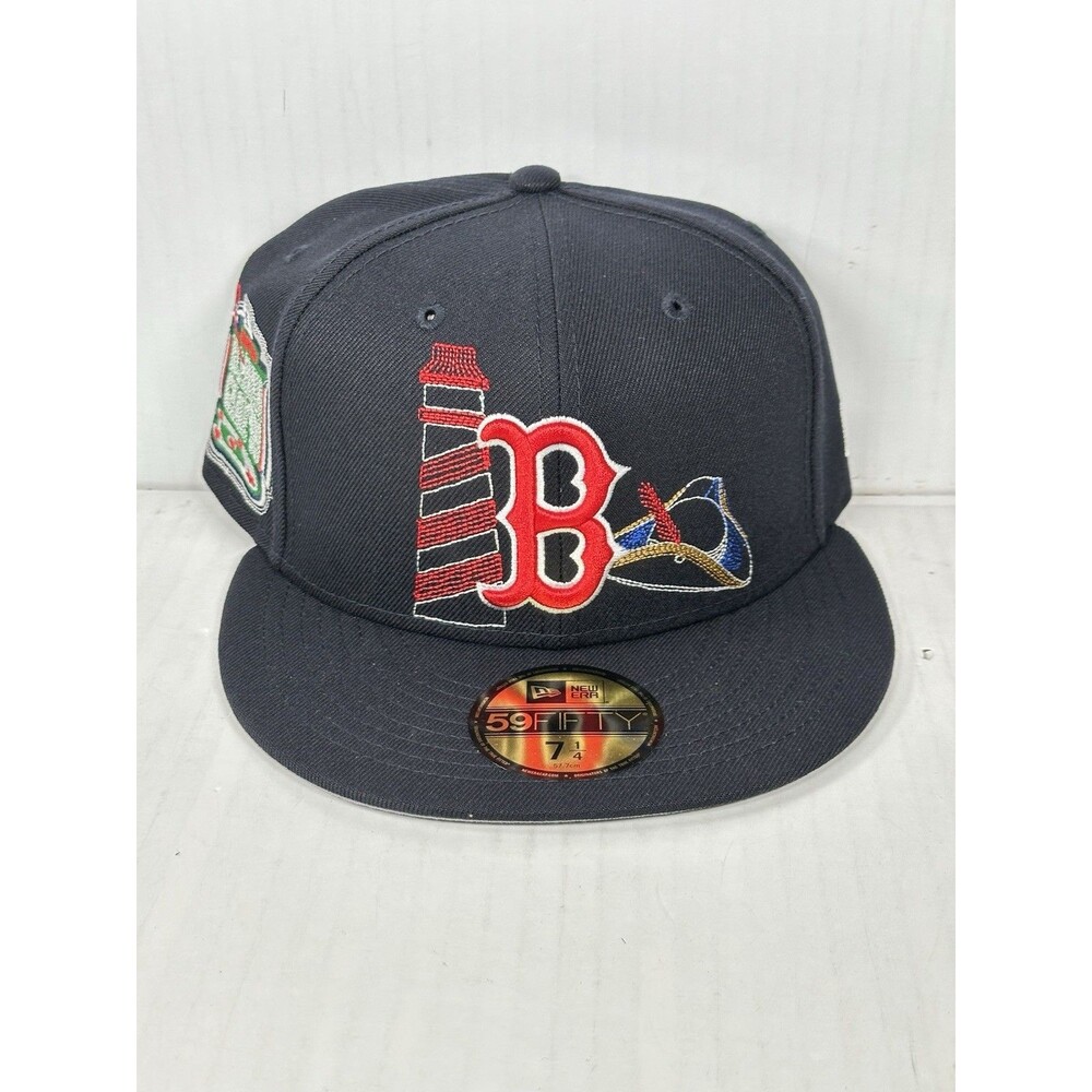 Size 7 1/4 New Era Boston Red Sox MLB 59FIFTY State Stitch Fitted Patch Hat Cap
